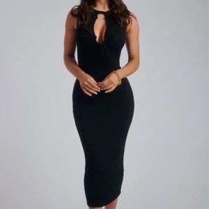 Meshki huma bull ring cutout midi dress NWT